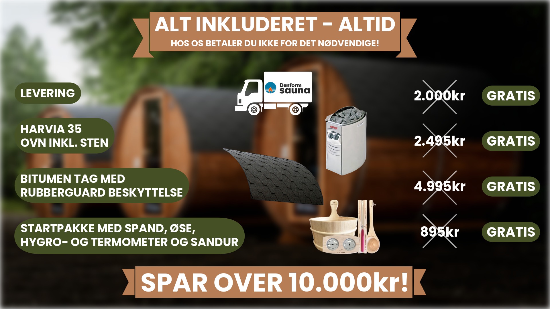 Inkluderede features sauna